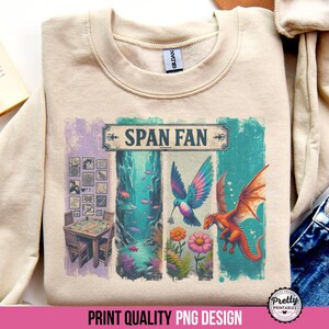 Span Fan PNG: Shirt Sublimation Design, Wingspan Wyrmspan Finspan Players Shirt, Board Game Shirt PNG, Game Night Gift, Birds, Dragons, Fish image 2