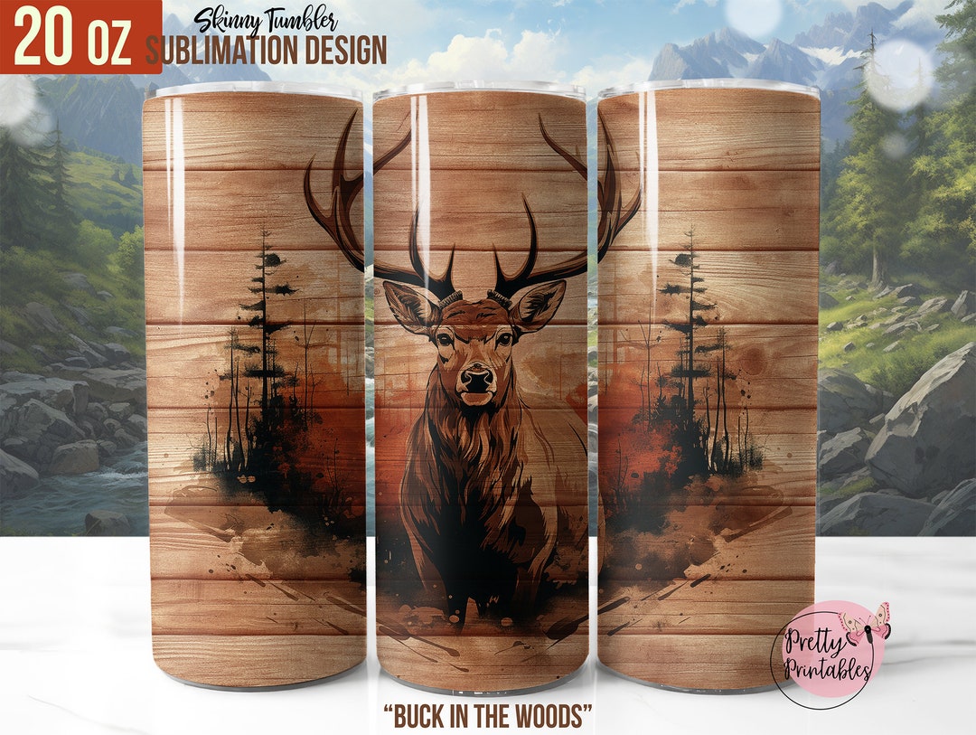 Hunting Tumbler Wrap: 20 Oz Skinny Sublimation Design - Buck Deer in ...