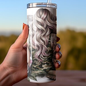 Dumna żona żołnierza Tumbler Wrap: 20 oz Sublimacja Projekt PNG, Żona żołnierza, Żona piechoty morskiej, Żona marynarki wojennej, Żona wojskowego Tumbler, Nieśmiertelniki dla psów Camo zdjęcie 6