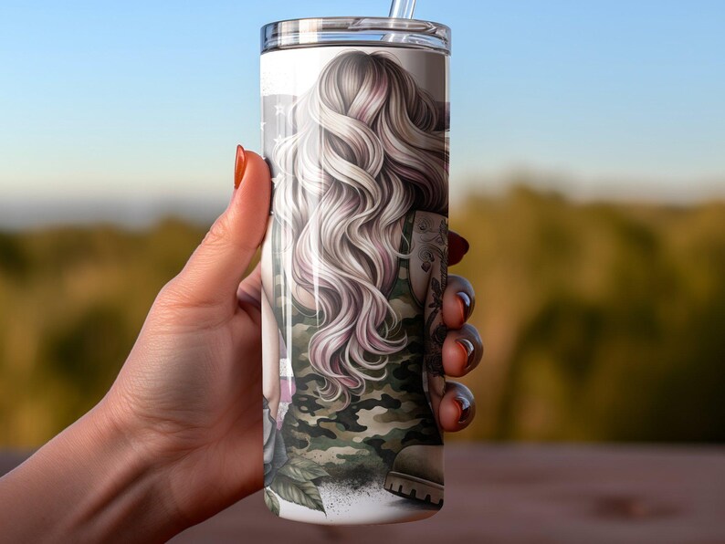 Dumna żona żołnierza Tumbler Wrap: 20 oz Sublimacja Projekt PNG, Żona żołnierza, Żona piechoty morskiej, Żona marynarki wojennej, Żona wojskowego Tumbler, Nieśmiertelniki dla psów Camo zdjęcie 6