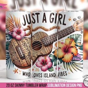 Beach Tumbler Wrap: 20 oz Sublimation Design PNG, Dominican Republic Music Tumbler, Island Vibes, Island Girl Tumbler, Tropical Tumbler Wrap