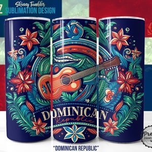 Dominican Republic Tumbler Wrap: 20oz Skinny Sublimation Design PNG - St Lucia, Cerveza Tumbler, Dominican Music Wrap, Peurto Rico Wrap