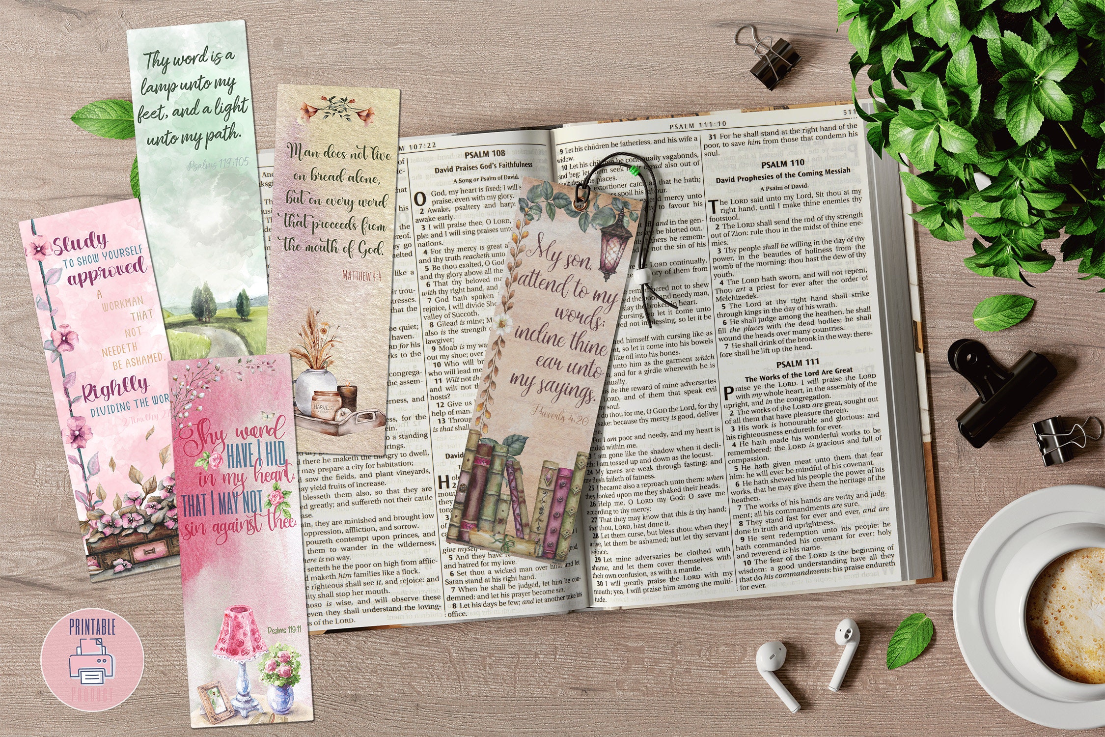 Scripture Bookmarks: Printable Christian Bookmark Bundle, Watercolor ...
