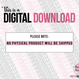 Pink Digital Download Disclaimer Notice, No Physical Product, Printable Wall Art Decor