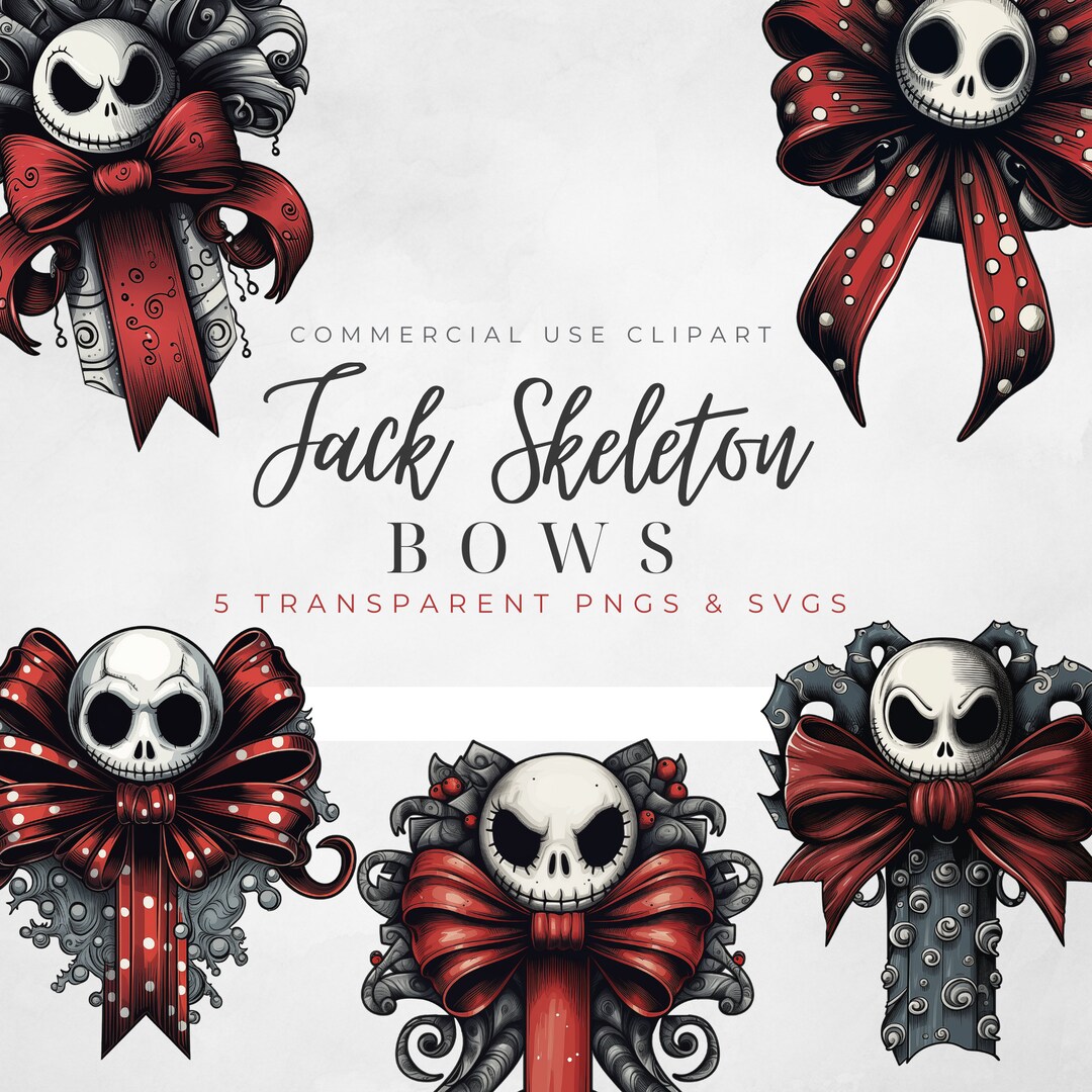 5 Jack Skeleton Bows Clipart: Transparent Pngs &amp; Svgs Skeleton Clipart ...