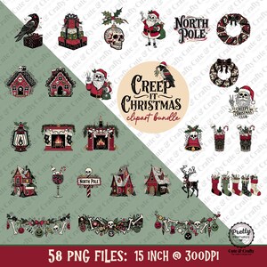 Creepy Christmas Clipart Bundle, Vintage Santa, Gothic Holiday, PNG Files, Digital Download, North Pole, Festive Graphics Collection.