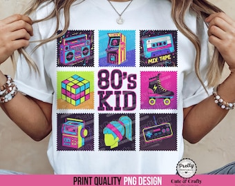 Neon Retro 80's PNG: 80s Kid Sublimation Design, 80s Nostalgia, 80s Party Decor png, Back to the 80s Party, 80s Grid Art, 80s Cassettes PNG