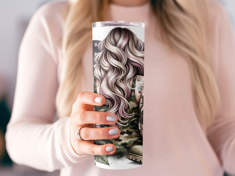 Dumna żona żołnierza Tumbler Wrap: 20 oz Sublimacja Projekt PNG, Żona żołnierza, Żona piechoty morskiej, Żona marynarki wojennej, Żona wojskowego Tumbler, Nieśmiertelniki dla psów Camo zdjęcie 5