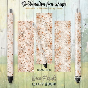 Linen Floral Pen Wraps: Spring Flowers Pen Wraps, Pen Wrap Bundle, Waterslide Pen Wrap, Pen Wraps Waterslides, Epoxy Pen Wraps, Sublimation