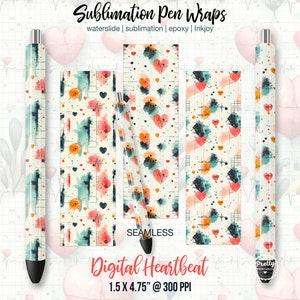 Medical Pen Wraps: Seamless Heartbeat Pen Wrap Bundle, Waterslide Pen Wrap, Nurse Pen Wraps, Epoxy Pen Wraps, Sublimation Pen Wrap Medical