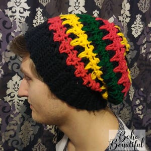 Rasta Slouchy Hat – Crochet Pattern - Dreadlock Hat - Rasta Tam - Rasta Crochet Hat - Rasta Crochet Pattern - Bob Marley Hat - PDF