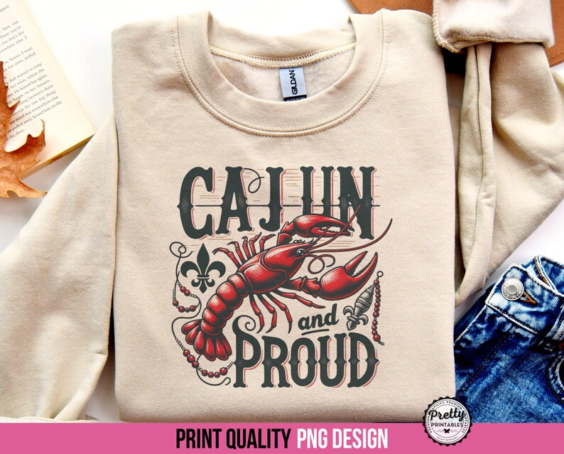 Cajun en trots: sublimatieontwerp png, rivierkreeft langoesten png, mardi grasshirt Zuid-Louisiana png, cadeau cajuncultuur New Orleans afbeelding 2