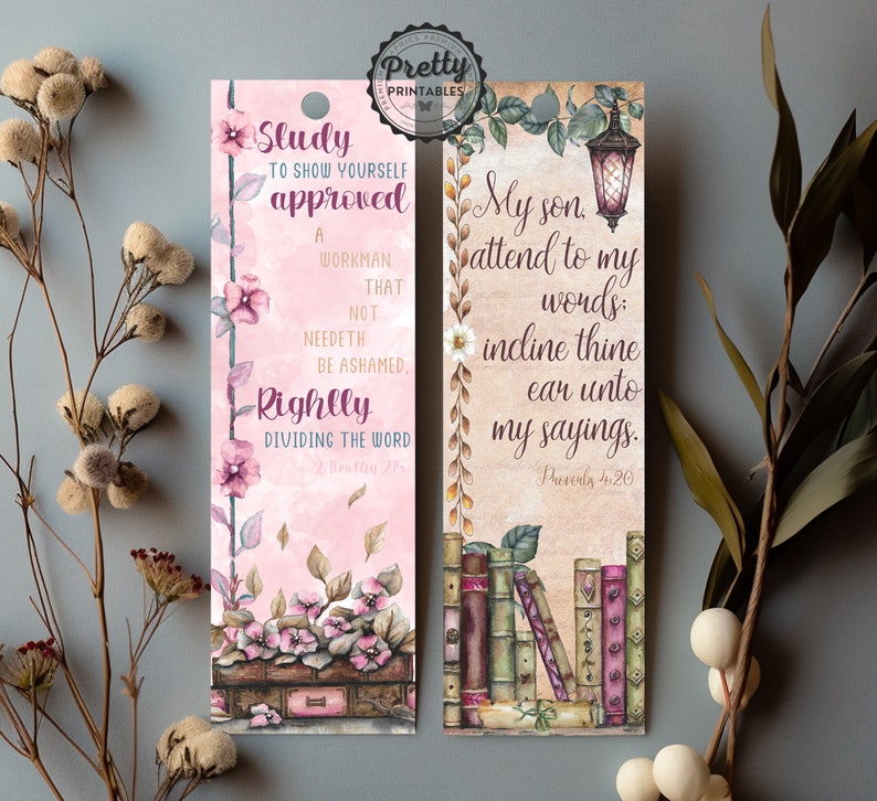 Watercolor Scripture Printable Bookmark Set: Christian Bible Study ...
