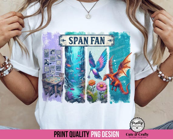 Span Fan PNG: Shirt Sublimation Design, Wingspan Wyrmspan Finspan Players Shirt, Board Game Shirt PNG, Game Night Gift, Birds, Dragons, Fish