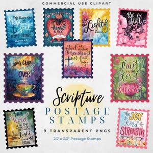 Junk Journaling Scripture Postage Stamps PNGs - Printable | Bible Journaling, Bible Traceable, Christian Clipart, Embellishments, Scrapbook