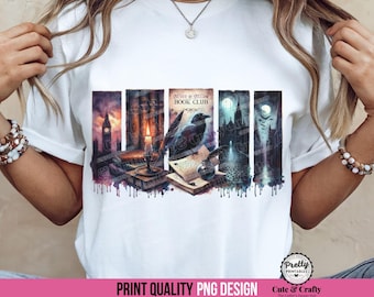 Dark Academia Shirt Sublimation Design PNG, Gothic Velvet & Vellum Book Club PNG, Watercolor Bookish Raven, Dark Romance Library Design PNG
