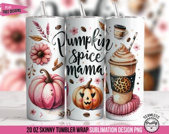 Envoltura para vaso de café con leche y especias de calabaza PNG: diseño de sublimación delgada de 20 oz, envoltura para vaso de otoño Temporada de especias de calabaza PNG Es otoño, buenas vibraciones