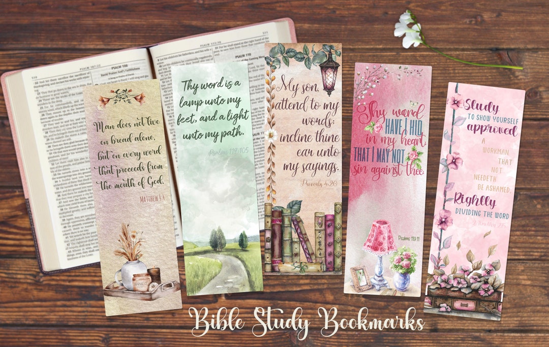 Scripture Bookmarks: Printable Christian Bookmark Bundle, Watercolor ...
