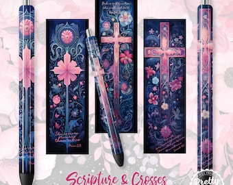 Scripture Pen Wraps: Christian Pen Wraps, Pen Wrap Bundle, Waterslide Pen Wrap, Cross Pen Wraps, Pen Wraps Waterslides, Epoxy Pen Wraps