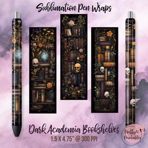 Dark Academia Pen Wraps: Bookish Pen Wraps, Pen Wrap Bundle, Waterslide Pen Wrap, Fantasy Pen Wraps, Pen Wraps Waterslides, Epoxy Pen Wraps