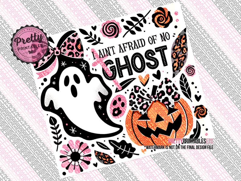 Halloween Ghost and Pumpkin Digital Clipart, Spooky Cute Floral Graphics, Ghostly Fun Scrapbooking Printable, Fall Festival Decor