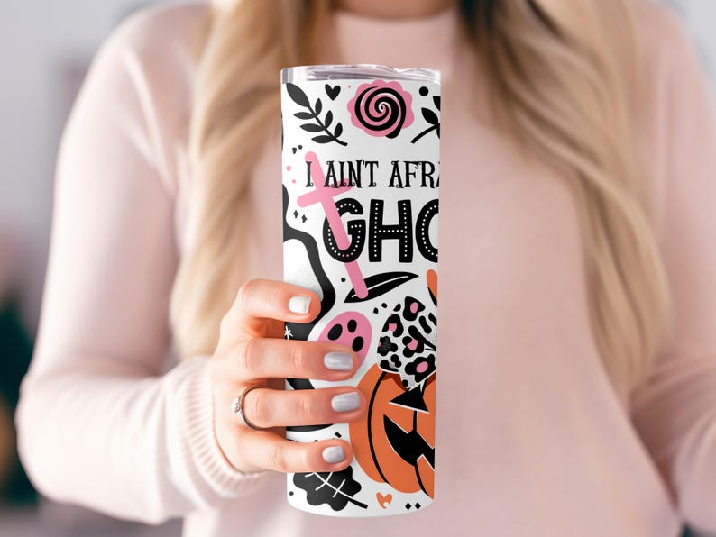 Halloween Tumbler, Floral Skull Insulated Travel Mug, Spooky Cute Coffee Cup, Gift for Her