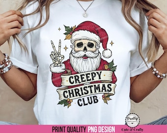 Goth Christmas-png: Gothmas eigenzinnig kerstsublimatieontwerp, griezelig kerstclub kerstmanskelet png, shirtornament gotisch feest, png