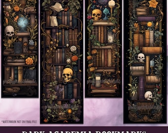 Marcapáginas imprimible Dark Academia Set: paquete de marcapáginas de fantasía, efímera Dark Academia, silueta de Cricut para sublimar, descarga digital PDF PNG