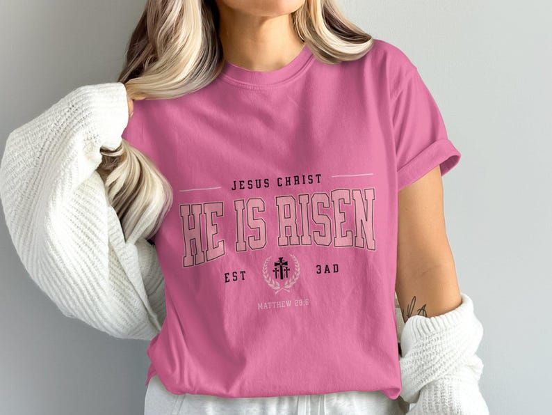 He is Risen Shirt PNG/SVG Sublimation Design, He is Risen Shirt, Matthew 28 6, Resurrection svg, Easter Jesus Shirt, Easter Sweatshirt png image 2
