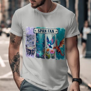 Span Fan PNG: Shirt Sublimation Design, Wingspan Wyrmspan Finspan Players Shirt, Board Game Shirt PNG, Game Night Gift, Birds, Dragons, Fish image 3