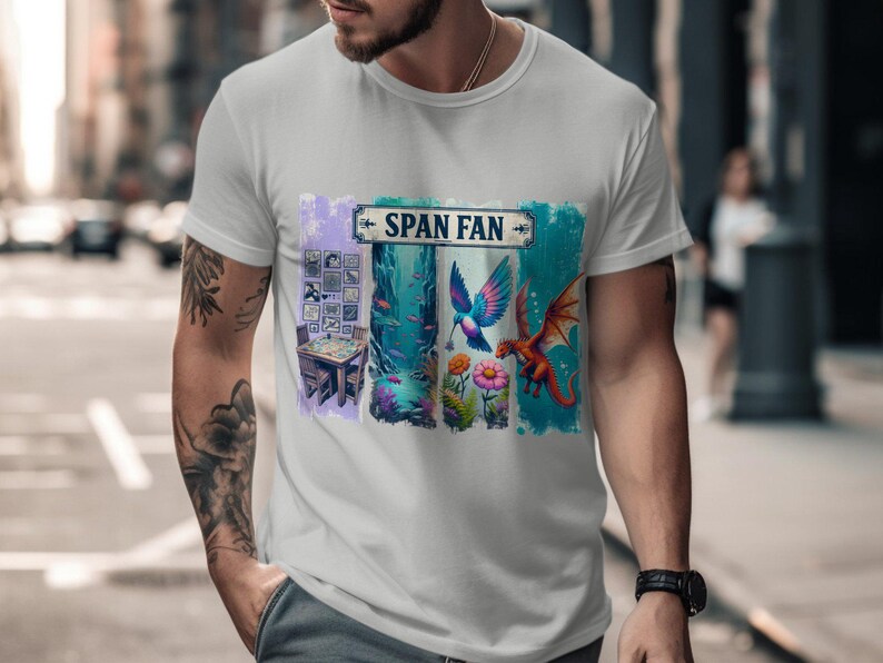 Span Fan PNG: Shirt Sublimation Design, Wingspan Wyrmspan Finspan Players Shirt, Board Game Shirt PNG, Game Night Gift, Birds, Dragons, Fish image 3