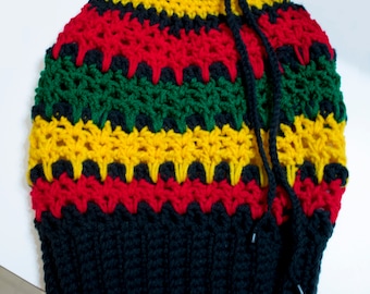 Rasta Dread Tube Hat – Crochet Pattern - Dreadlock Hat - Rasta Tam - Adjustable Rasta Crochet Hat - Slouchy Rasta - Bob Marley Hat - PDF