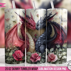 Romantasy Dragon Tumbler Wrap PNG: 20 oz Sublimation Design, Dark Romance PNG, Fantasy Reader Tumbler, Bookish Tumbler Wrap, Dragon Love PNG