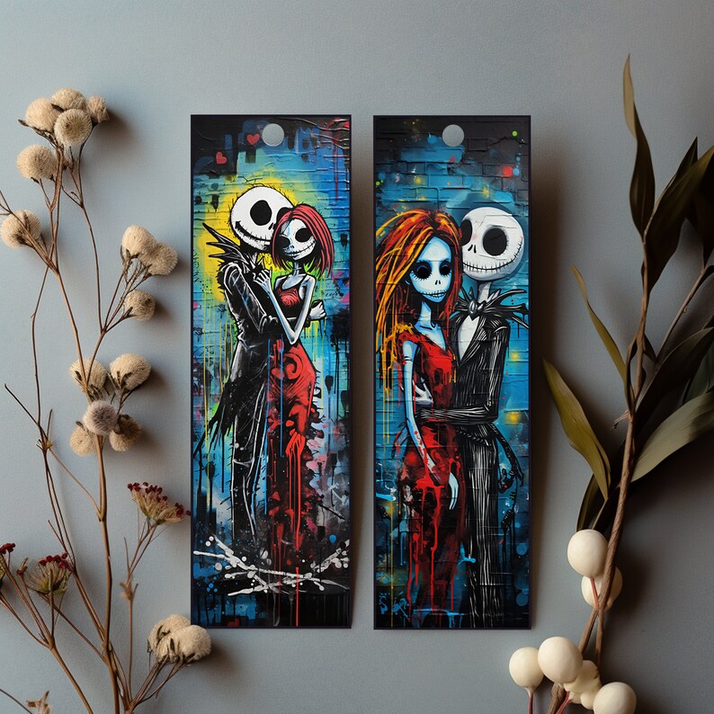 Jack and Sally Printable Bookmarks Set: Digital PDF, Nightmare Before ...
