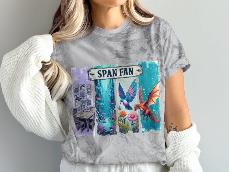 Span Fan PNG: Shirt Sublimation Design, Wingspan Wyrmspan Finspan Players Shirt, Board Game Shirt PNG, Game Night Gift, Birds, Dragons, Fish image 7
