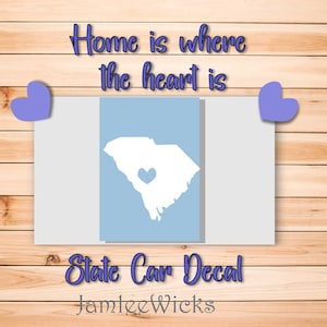 Autosticker staat South Carolina, South Carolina, SC, raamsticker, vinylsticker, aangepaste sticker, thuis is waar het hart is
