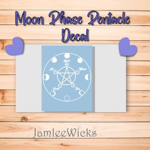 Pentacle moon phase car decal, Witchy decal