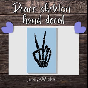 Peace Zeichen Skeleton Hand Vinyl Aufkleber - Spooky Rock & Roll Sticker | Permanentes Vinyl für Auto, Laptop, Becher, Fenster
