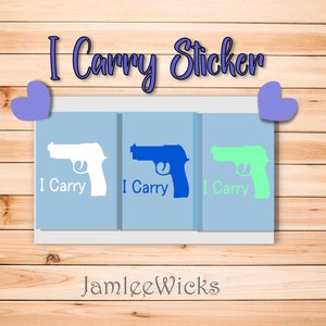 I Carry Gun Decal, 2nd Amendment Car Window Sticker image 3
