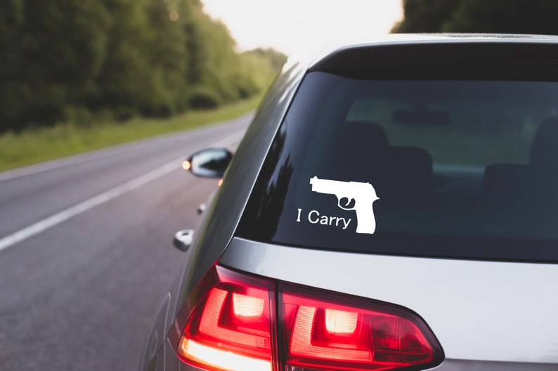 I Carry Gun Decal, 2nd Amendment Car Window Sticker image 1