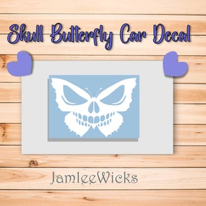 car decal, butterfly skull, laptop decal, vinyl decal, creepy decal, Halloween decal, wall decal, car decoration