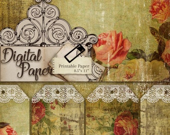 SALE Old Paper Scrapbook - Digital Paper Pack Texture di sfondo, confezione 46