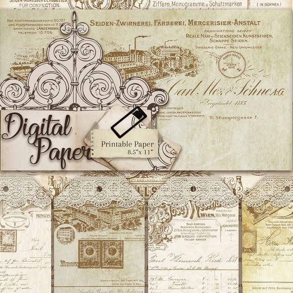 Old Paper, antique documents, old backgrounds, digital printable scrapbook paper, vintage paper pack 40