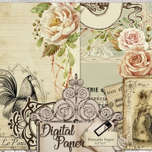 Printable Paper Antique Rose Backgrounds Watercolor Rose - Etsy