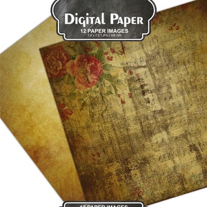 shabby papers, digital background, scrapbook, printable paper, grunge, vintage wedding, old paper pack, Romantic Roses pack 45 image 4