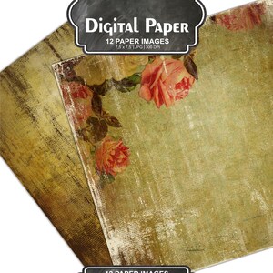shabby papers, digital background, scrapbook, printable paper, grunge, vintage wedding, old paper pack, Romantic Roses pack 45 image 5