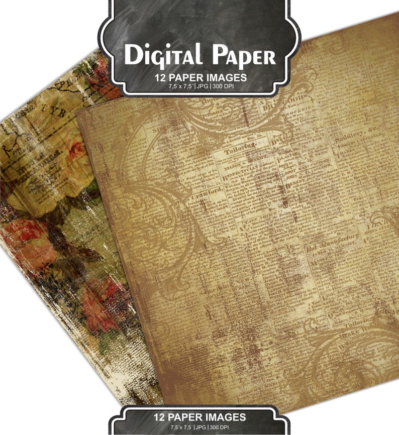 shabby papers, digital background, scrapbook, printable paper, grunge, vintage wedding, old paper pack, Romantic Roses pack 45 image 6