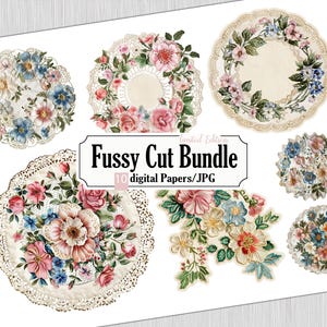 Doily Fussy Cut, Vintage, Ephemera Bundle, Paper doilies, Scrapbooking Ephemera, Junk Journal Kit, STB12
