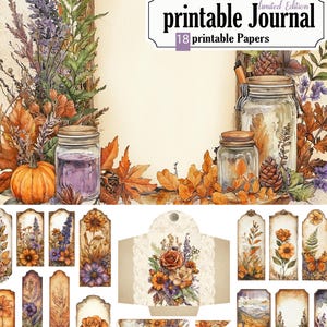 Autumn Whispers - 18 printable Pages Junk Journal PDF (8.5 x 11 inches), Fall, Ephemera, Journal Kit, Tags, Cards, Srapbooking, STB10