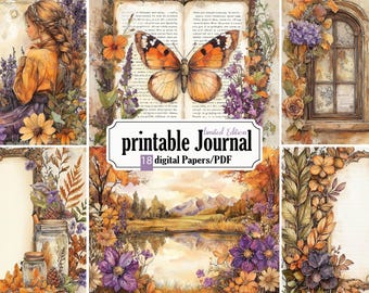 Autumn Whispers - 18 printable Pages Junk Journal PDF (8.5 x 11 inches), Fall, Ephemera, Journal Kit, Tags, Cards, Srapbooking, STB10
